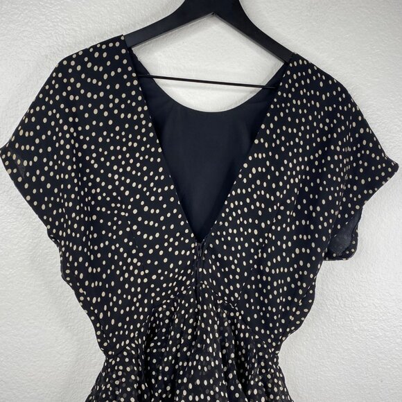 Jackie Bernard Eklektic Dress Low Back Ruffle Layers Polka Dot Black Sz 8 - Picture 9 of 15